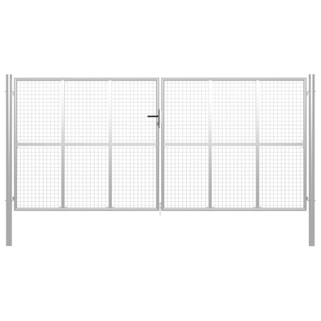 Galvanized silver steel garden gate 415x225 cm by vidaXL, garden gates - Ref: Foro24-144302, Price: 758,99 €, Discount: %