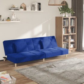 Sofá cama de 2 plazas con dos almohadas tela azul de , Sofás - Ref: Foro24-375796, Precio: 232,47 €, Descuento: %