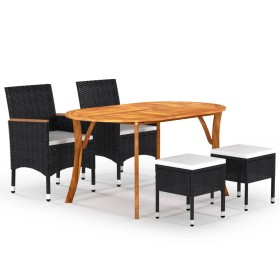 Juego de comedor de jardín de 5 piezas negro de , Conjuntos de jardín - Ref: Foro24-3071993, Precio: 474,99 €, Descuento: %