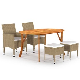 Juego de comedor de jardín de 5 piezas beige de , Conjuntos de jardín - Ref: Foro24-3071991, Precio: 483,66 €, Descuento: %