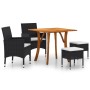 Black 5-Piece Garden Dining Set by , Garden sets - Ref: Foro24-3071861, Price: 414,16 €, Discount: %