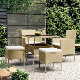 Juego de comedor para jardín de 5 piezas ratán sintético beige de , Conjuntos de jardín - Ref: Foro24-3058330, Precio: 322,99...