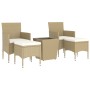 Garden dining set, 5 pieces, synthetic rattan, tempered glass, beige. by , Garden sets - Ref: Foro24-3058370, Price: 238,29 €...