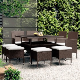 Juego de comedor de jardín 9 piezas ratán sintético marrón de , Conjuntos de jardín - Ref: Foro24-3058351, Precio: 522,99 €, ...