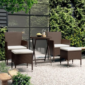 5-piece garden bistro set made of brown PE rattan with tempered glass. by , Garden sets - Ref: Foro24-3058391, Price: 252,41 ...