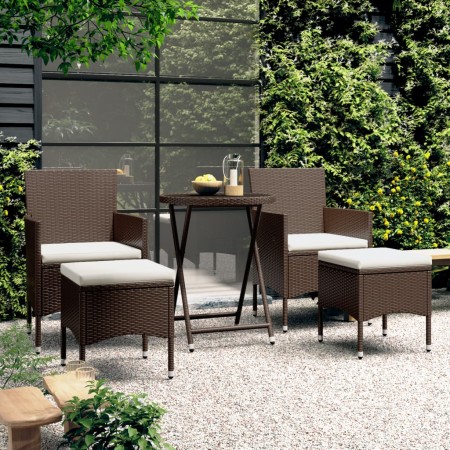 5-piece garden bistro set made of brown PE rattan with tempered glass. by , Garden sets - Ref: Foro24-3058391, Price: 253,56 ...