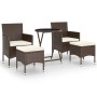 5-teiliges Gartenbistro-Set PE Rattan braunes gehärtetes Glas von , Gartensets - Ref: Foro24-3058391, Preis: 253,56 €, Rabatt: %