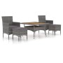 5-piece garden dining set made of synthetic rattan and acacia wood in gray color. by , Garden sets - Ref: Foro24-3058353, Pri...