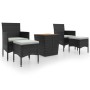 Garden table and chairs set, 5 pieces, synthetic rattan, acacia wood, black. by , Garden sets - Ref: Foro24-3058372, Price: 2...