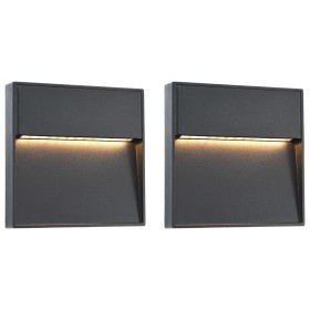 LED garden wall lamps 2 units square black 3 W by vidaXL, Outdoor lighting - Ref: Foro24-45659, Price: 38,99 €, Discount: %