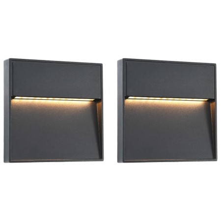 Lámparas LED de pared para jardín 2 unidades cuadrada negra 3 W de vidaXL, Iluminación de exterior - Ref: Foro24-45659, Preci...