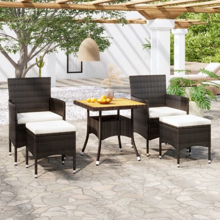 5-piece garden dining set made of synthetic rattan and black acacia wood. by , Garden sets - Ref: Foro24-3058332, Price: 318,...