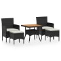 Set comedor jardín 5 pzas ratán sintético y madera acacia negro de , Conjuntos de jardín - Ref: Foro24-3058332, Precio: 317,7...