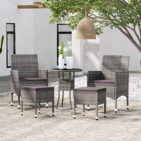 5-piece synthetic rattan garden furniture set in gray. by , Garden sets - Ref: Foro24-3058469, Price: 191,46 €, Discount: %