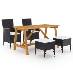 Juego de comedor de jardín de 5 piezas negro de , Conjuntos de jardín - Ref: Foro24-3068747, Precio: 389,99 €, Descuento: %