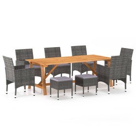 Juego de comedor para jardín de 9 piezas gris de , Conjuntos de jardín - Ref: Foro24-3068801, Precio: 598,99 €, Descuento: %