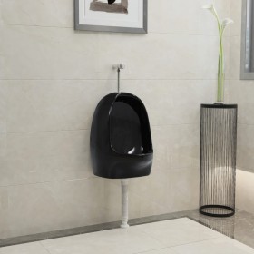 Urinario de pared con válvula de descarga cerámica negro de vidaXL, Urinarios - Ref: Foro24-143988, Precio: 98,34 €, Descuent...