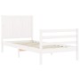 White solid wood bed frame with headboard 100x200 cm by , Beds and slatted bases - Ref: Foro24-3194497, Price: 139,21 €, Disc...