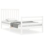 White solid wood bed frame with headboard 100x200 cm by , Beds and slatted bases - Ref: Foro24-3194237, Price: 131,88 €, Disc...