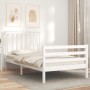 White solid wood bed frame with headboard 100x200 cm by , Beds and slatted bases - Ref: Foro24-3194237, Price: 131,88 €, Disc...