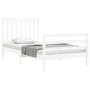 White solid wood bed frame with headboard 100x200 cm by , Beds and slatted bases - Ref: Foro24-3194237, Price: 131,88 €, Disc...