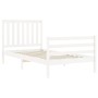 White solid wood bed frame with headboard 100x200 cm by , Beds and slatted bases - Ref: Foro24-3194237, Price: 131,88 €, Disc...