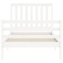 White solid wood bed frame with headboard 100x200 cm by , Beds and slatted bases - Ref: Foro24-3194237, Price: 131,88 €, Disc...