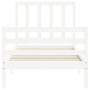 White solid wood bed frame with headboard 100x200 cm by , Beds and slatted bases - Ref: Foro24-3193847, Price: 108,36 €, Disc...