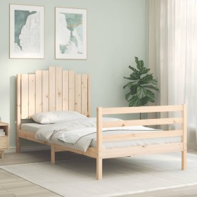 Bed frame with solid wood headboard 100x200 cm by , Beds and slatted bases - Ref: Foro24-3194171, Price: 111,99 €, Discount: %