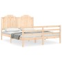 Estructura de cama de matrimonio con cabecero madera maciza de , Camas y somieres - Ref: Foro24-3194186, Precio: 172,38 €, De...