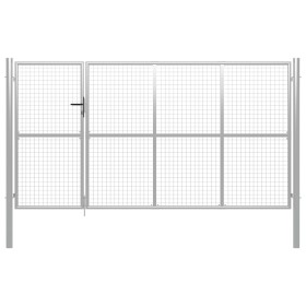 Silbernes Gartentor aus Stahl, 350 x 150 cm von vidaXL, Gartentore - Ref: Foro24-144343, Preis: 583,99 €, Rabatt: %