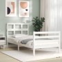 White solid wood bed frame with headboard 100x200 cm by , Beds and slatted bases - Ref: Foro24-3194822, Price: 111,24 €, Disc...