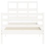 White solid wood bed frame with headboard 100x200 cm by , Beds and slatted bases - Ref: Foro24-3194822, Price: 111,24 €, Disc...