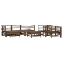 7-piece solid pine wood garden furniture set in honey brown. by , Garden sets - Ref: Foro24-3186266, Price: 488,55 €, Discoun...