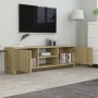 TV stand made of plywood in oak color, measuring 120x30x37.5cm. by , TV Furniture - Ref: Foro24-800282, Price: 91,98 €, Disco...