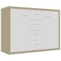 Aparador madera contrachapada blanco y roble Sonoma 88x30x65 cm de , Aparadores - Ref: Foro24-800689, Precio: 129,23 €, Descu...