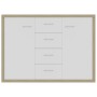 Aparador madera contrachapada blanco y roble Sonoma 88x30x65 cm de , Aparadores - Ref: Foro24-800689, Precio: 129,23 €, Descu...