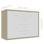 White and Sonoma oak plywood sideboard 88x30x65 cm by , Sideboards - Ref: Foro24-800689, Price: 129,23 €, Discount: %