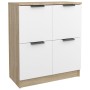 Aparador madera contrachapada blanco y roble Sonoma 60x30x70 cm de , Aparadores - Ref: Foro24-811102, Precio: 81,43 €, Descue...