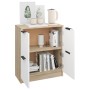 Aparador madera contrachapada blanco y roble Sonoma 60x30x70 cm de , Aparadores - Ref: Foro24-811102, Precio: 81,43 €, Descue...