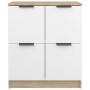 Aparador madera contrachapada blanco y roble Sonoma 60x30x70 cm de , Aparadores - Ref: Foro24-811102, Precio: 81,43 €, Descue...