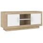 TV stand made of white and oak plywood, 102x35x45 cm by , TV Furniture - Ref: Foro24-811795, Price: 78,99 €, Discount: %