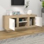 TV stand made of white and oak plywood, 102x35x45 cm by , TV Furniture - Ref: Foro24-811795, Price: 78,99 €, Discount: %