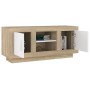 TV stand made of white and oak plywood, 102x35x45 cm by , TV Furniture - Ref: Foro24-811795, Price: 78,99 €, Discount: %