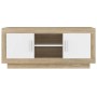 TV stand made of white and oak plywood, 102x35x45 cm by , TV Furniture - Ref: Foro24-811795, Price: 78,99 €, Discount: %