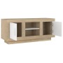 Mueble de TV madera contrachapada blanco y roble 102x35x45 cm de , Muebles TV - Ref: Foro24-811795, Precio: 79,05 €, Descuent...