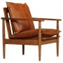 Brown genuine leather armchair with acacia wood by , Armchairs - Ref: Foro24-246480, Price: 244,99 €, Discount: %