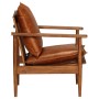 Sillón de cuero auténtico marrón con madera de acacia de , Sillones - Ref: Foro24-246480, Precio: 244,99 €, Descuento: %