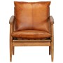 Brown genuine leather armchair with acacia wood by , Armchairs - Ref: Foro24-246480, Price: 244,99 €, Discount: %