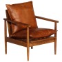 Brown genuine leather armchair with acacia wood by , Armchairs - Ref: Foro24-246480, Price: 244,99 €, Discount: %